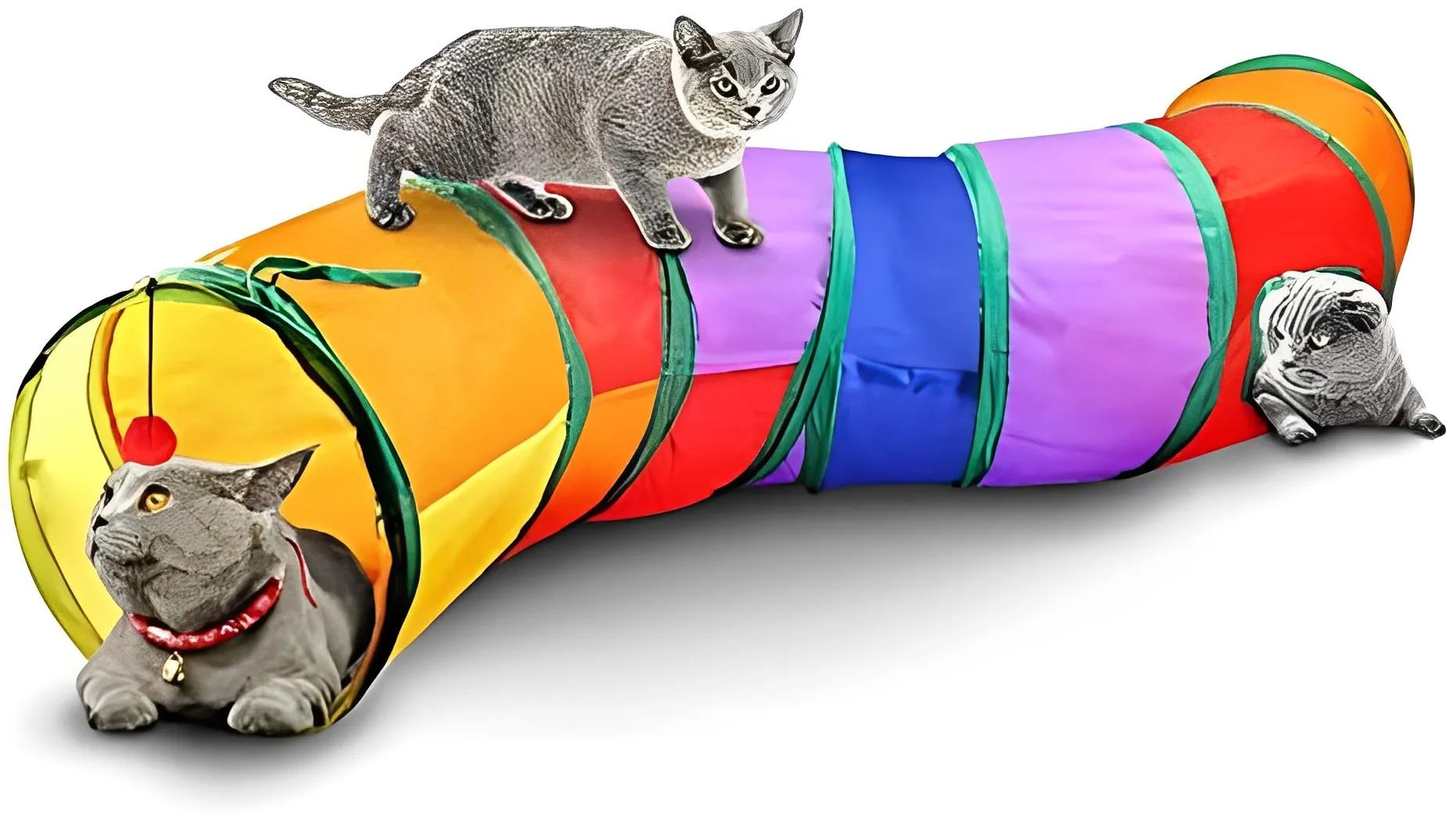 Túnel Labirinto Dobrável Colorido para Gatos