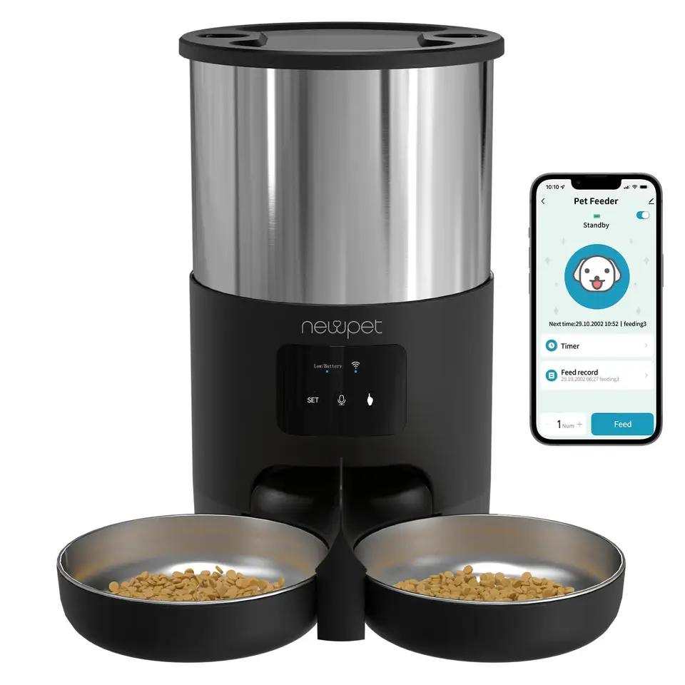Alimentador Automático Newpet 5L Wi-Fi Inox